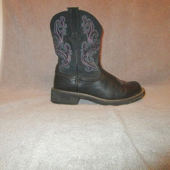 Ariat Shoes - ARIAT Fatbaby II LEATHER Cowboy Size 10 BOOT Pink Stitch RIDING Comfort 10004729